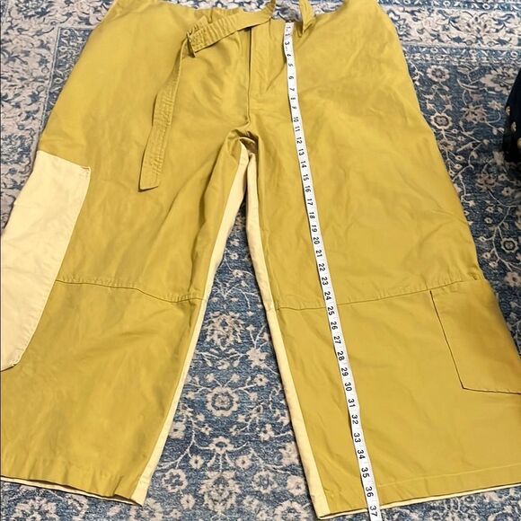 Zara Patchwork Contemporary Cargo Pants Wide Leg Pockets Belt Bohemian - Picture 12 of 16